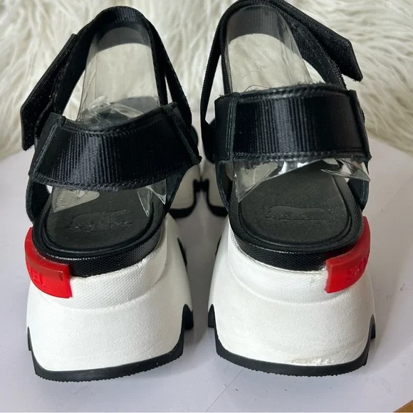 Sorel Black and White Kinetic Sandals - Picture 4 of 10